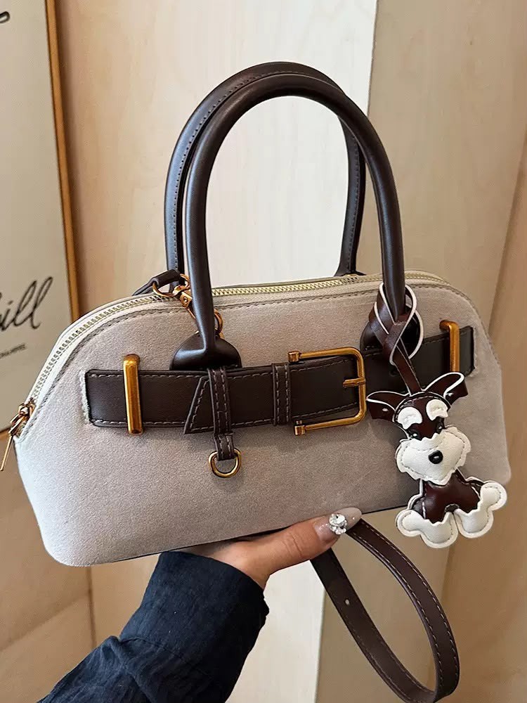 Two-tone top-handle bag