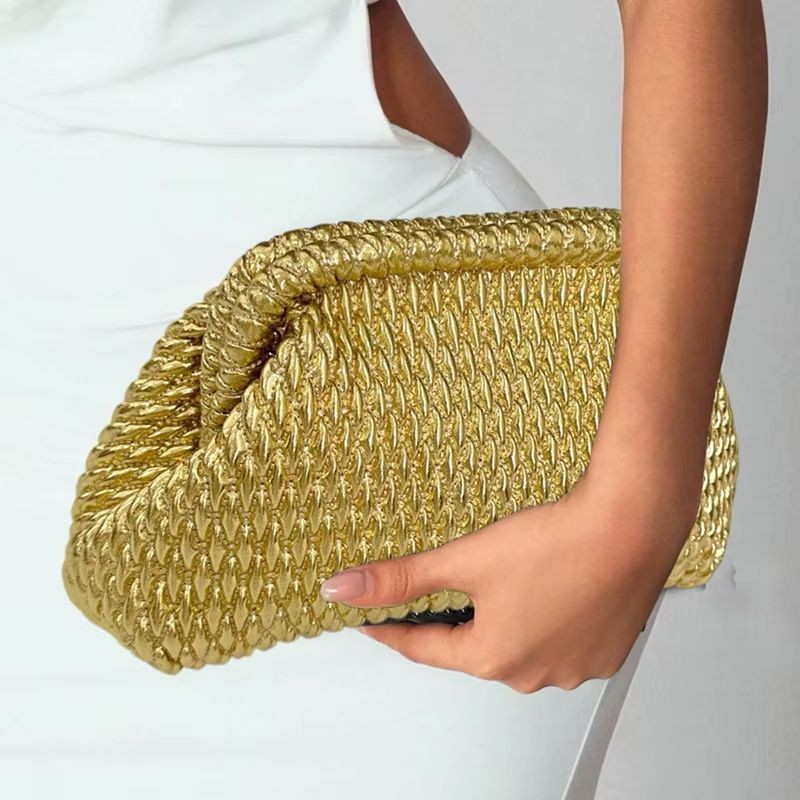 Gold woven clutch